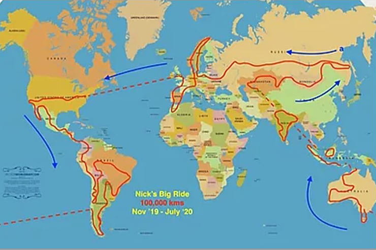 Nick Sanders MBE, is at it again. The 61-year old is currently on his eighth tour of the globe – and for this 100,000km expedition, he’s riding the new Yamaha Ténéré 700.